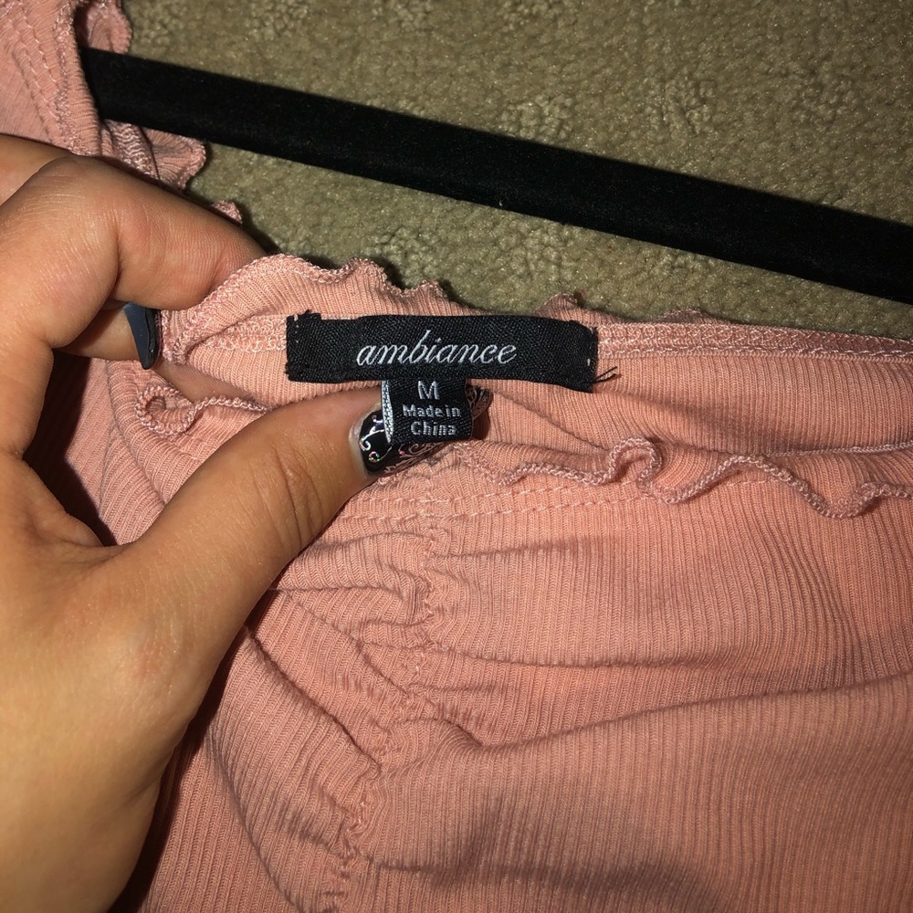 Cropped baby pink off shoulder top